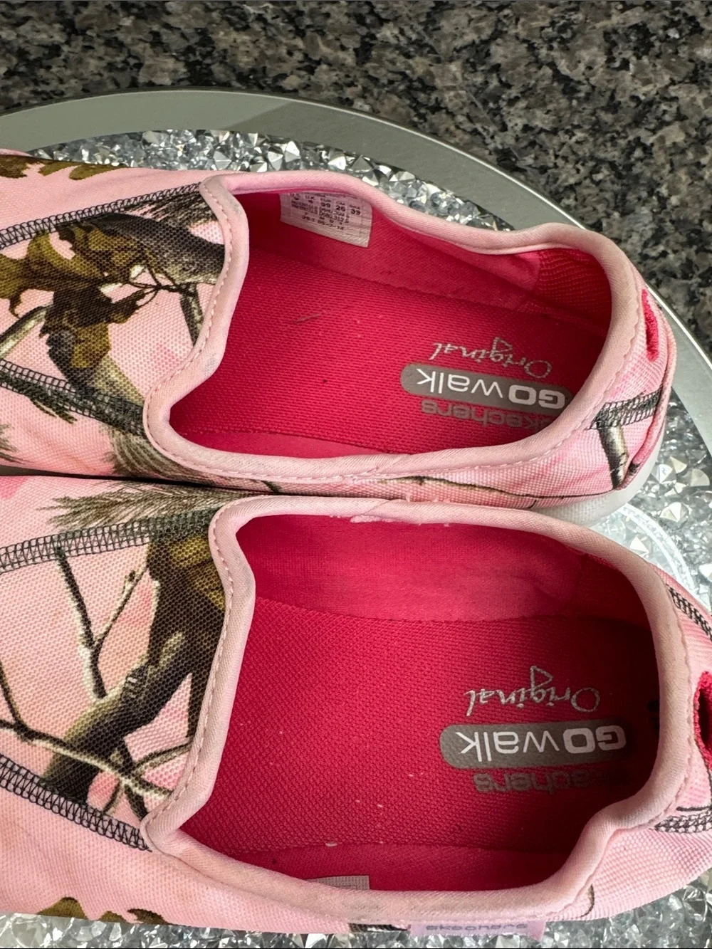 Skechers Go Walk Originals Pink Camouflage Slip-On Sneakers